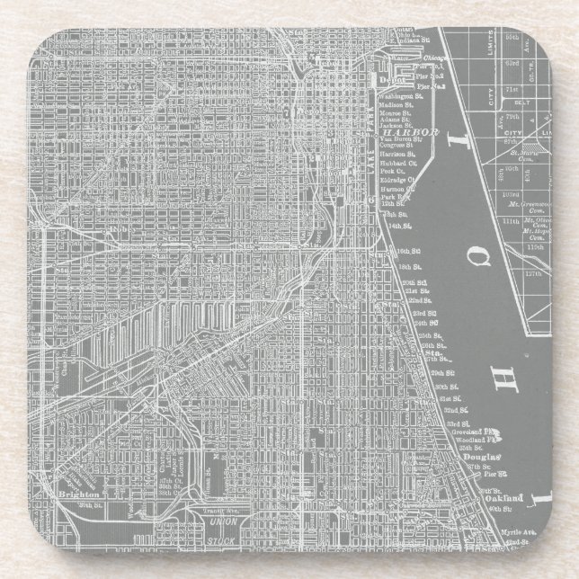 Posavasos Esbozo del mapa de la ciudad de Chicago (Frente)