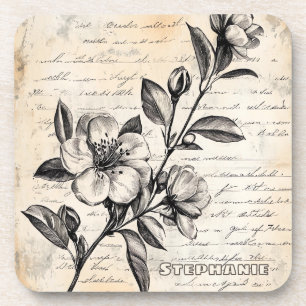 Posavasos Esbozo floral rústico con caligrafía - edad (2)