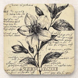 Posavasos Esbozo floral rústico con caligrafía - edad (5)