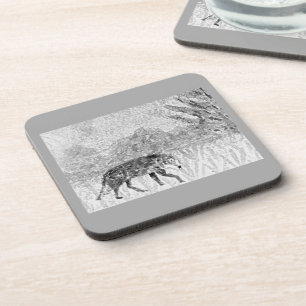 Posavasos Esbozo Gray Wolf Arte Animal Salvaje