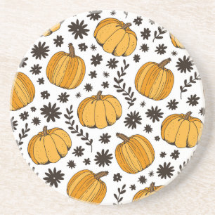 Posavasos Esbozos de calabaza: patrón sin costuras dibujado 