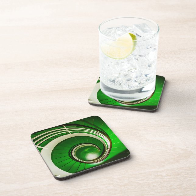 Posavasos Escalera circular verde (Lado Derecho)