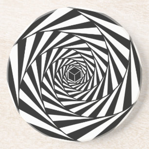 Posavasos Escalera en espiral de remolino abstracto en blanc