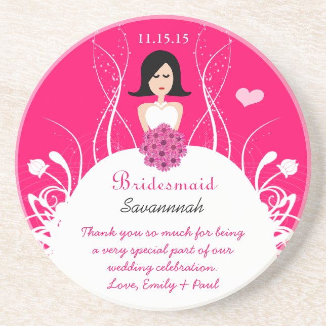 Posavasos Escaparate de la Boda de la dama de honor de la pa (Frente)