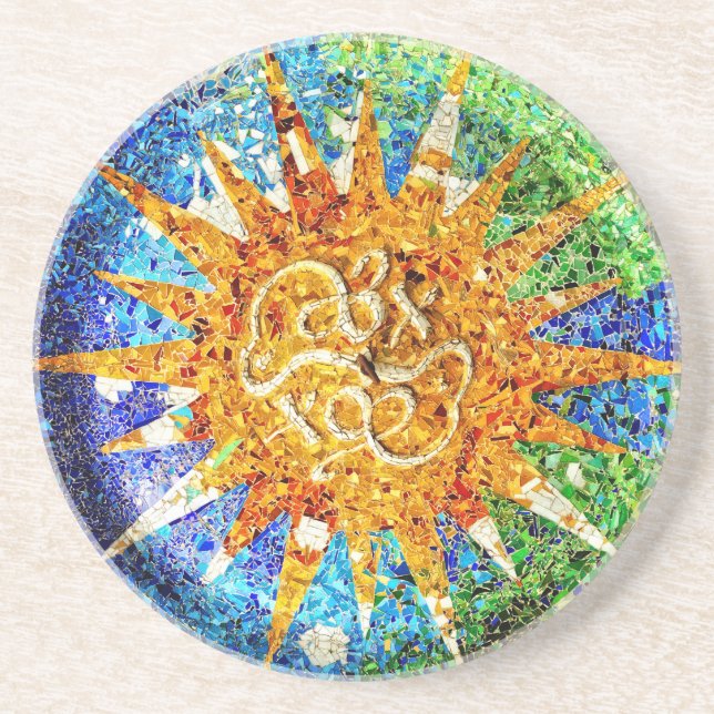 Posavasos Escaparate de mosaicos de Park Guell (Frente)