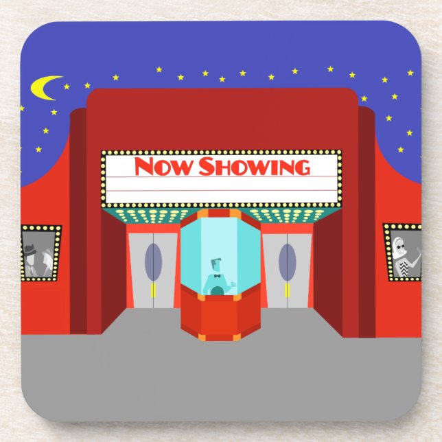 Posavasos Escaparates de plástico duro del Teatro de Películ (Frente)