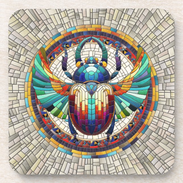 Posavasos Escarabajo egipcio Scarab - Arte Mosaico (Frente)