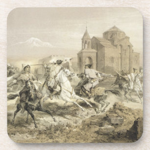 Posavasos Escaramuza de persas y de Kurds en Armenia, placa