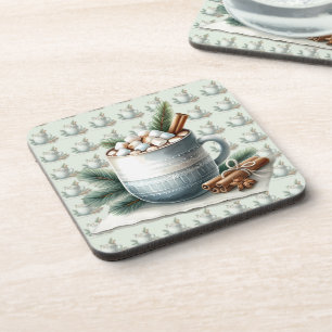 Posavasos Escena de malvavisco de cacao invernal acogedor