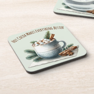 Posavasos Escena de malvavisco de cacao invernal acogedor