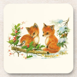 Posavasos Escena de Navidades Retro de zorros de época