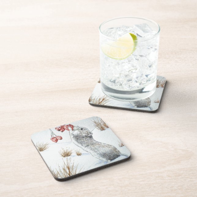 Posavasos Escena de nieve de campo lindo vida silvestre de i (Lado Derecho)