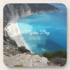 Posavasos Escena de playa de Myrtos Bay en Kephalonia Grecia