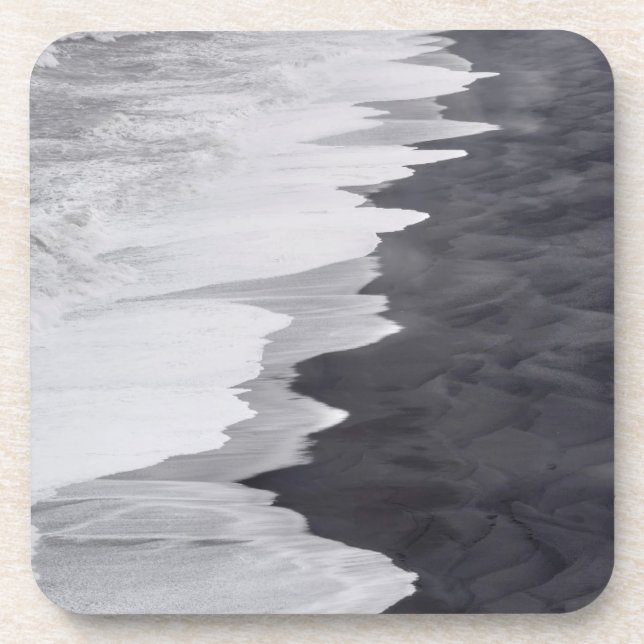 Posavasos Escena de playa en blanco y negro (Frente)