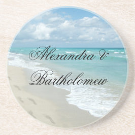 Posavasos Escena de playa tropical personalizada Keepsake