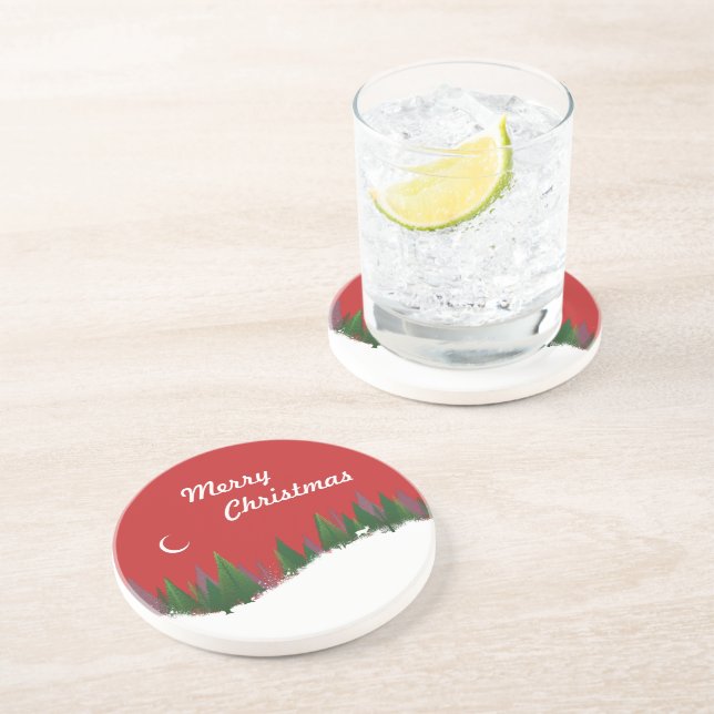 Posavasos Escena de Sandstone de los navidades Woods (Lado)