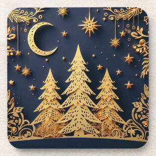 Posavasos Escena del Árbol Mágico - Brillos Navideños