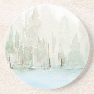 Posavasos Escena moderna de bosque acuarela