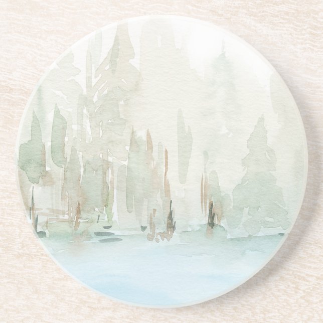 Posavasos Escena moderna de bosque acuarela (Frente)