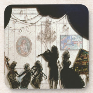 Posavasos Escena musical de la familia, silueta (pintura