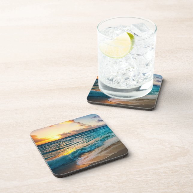Posavasos Escenario Coaster Set-Sunset Beach (Lado Derecho)