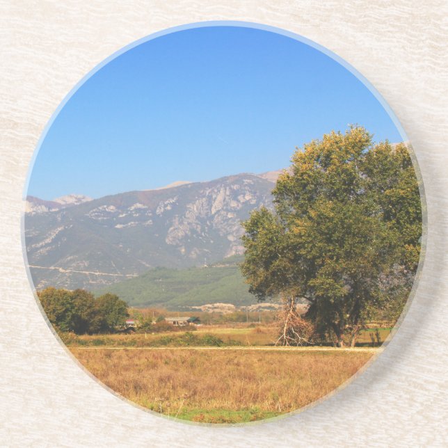 Posavasos Escenario del país del norte de Grecia, montaña ru (Frente)