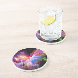 Posavasos Escenario vibrante abstracto de arte en la nube de