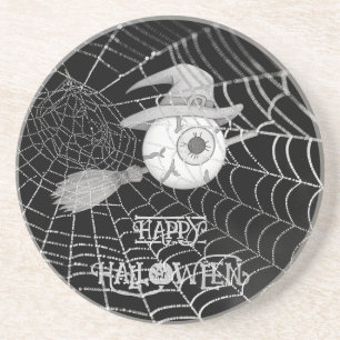 Posavasos escoba de brujas de Halloween, ojo temible, telara
