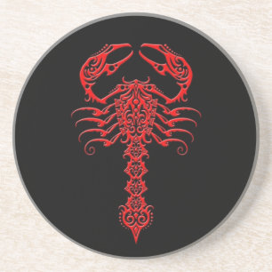 Posavasos Escorpión tribal rojo y negro