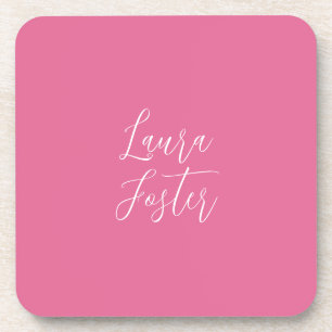 Posavasos Escritura a mano Nombre elegante Color rosa
