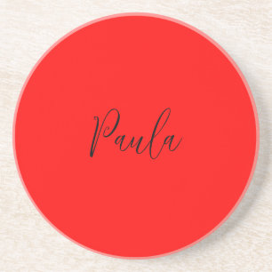 Posavasos Escritura a mano Nombre elegante Llanura de color