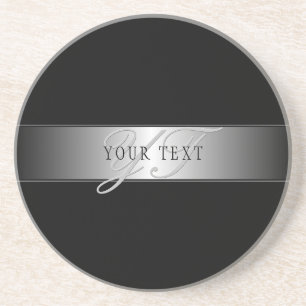Posavasos Escritura de monograma elegante editable   Negro