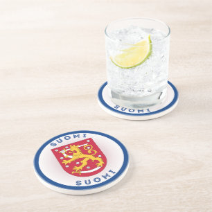 Posavasos Escudo de armas de Finlandia en forma circular