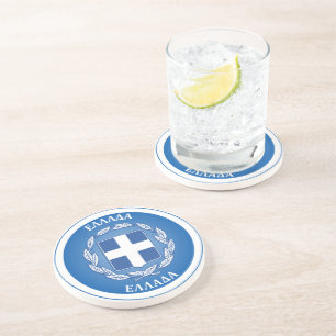 Posavasos Escudo de armas de Grecia en forma circular 