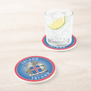 Posavasos Escudo de Armas de Islandia en forma circular