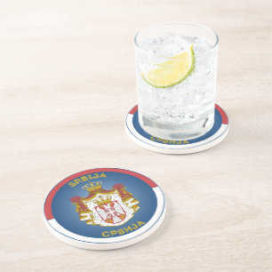 Posavasos Escudo de Armas de Serbia en Forma Circular