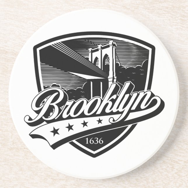 Posavasos Escudo de Brooklyn con diseño de Swoosh (Frente)