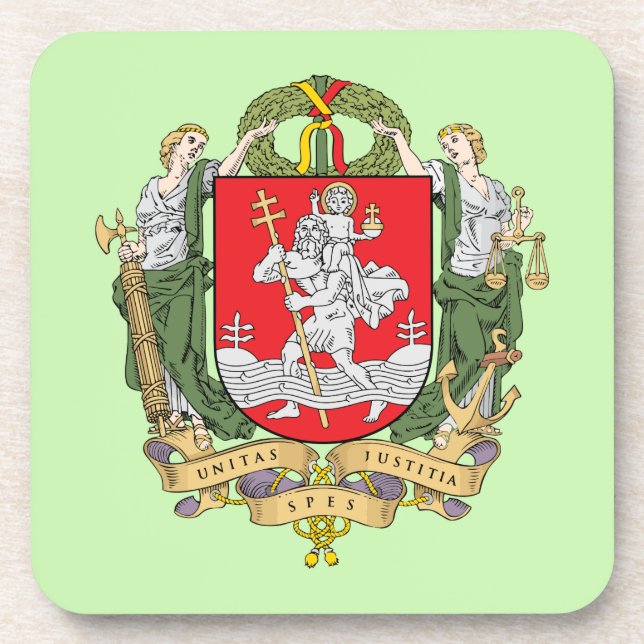 Posavasos Escudo de Vilna, Lituania, escayola de bebida (Frente)