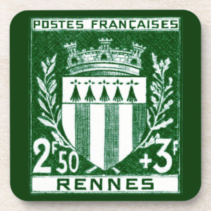 Posavasos Escudo vintage de Arms Rennes, Francia