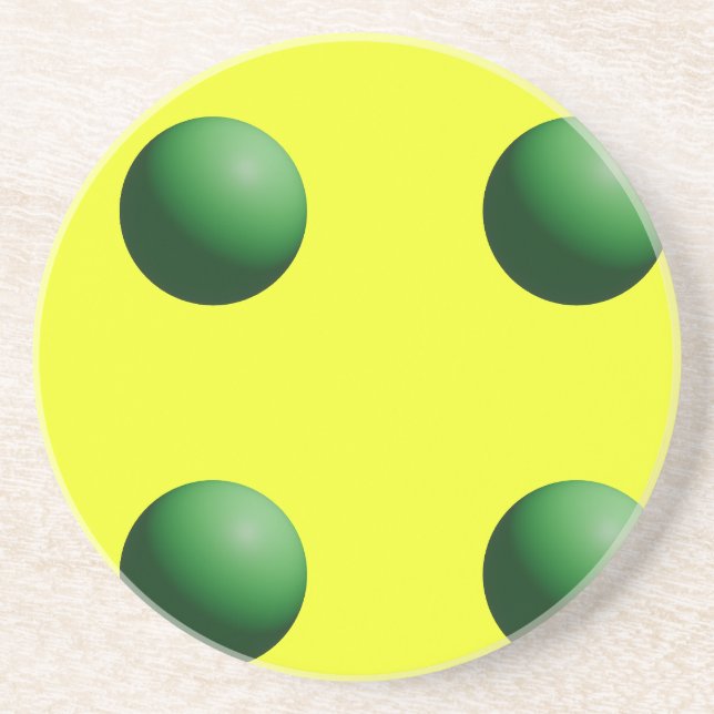 Posavasos Esferas sobre amarillo (Frente)