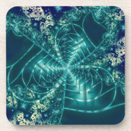 Posavasos Espacio | Arte fractal azul y blanco