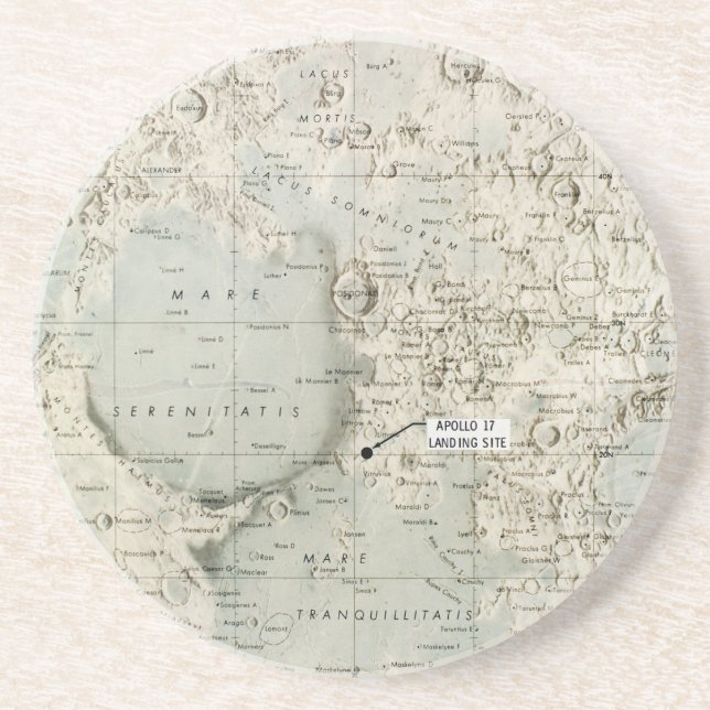 POSAVASOS ESPACIO: MAPA DE LA LUNA, 1972 (Frente)
