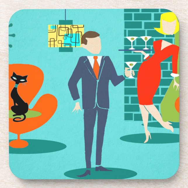 Posavasos Espacio Retro Edad Personalizado Pareja Cork Sastr (Frente)