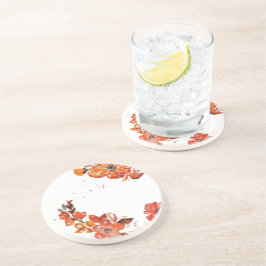 Posavasos Espejo compacto floral naranja acuarela