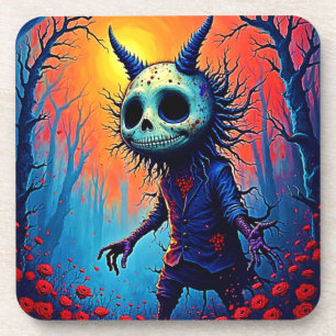 Posavasos Espeluznante demonio en el diseño de Spooky Woods