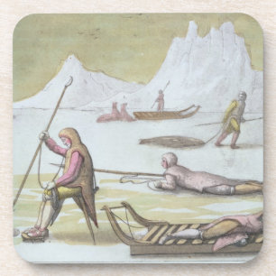 Posavasos Esperando en el hielo, detalle de la caza de focas