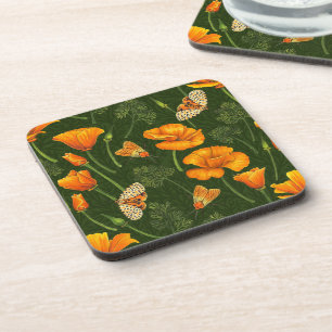 Posavasos Espías y polillas de California en verde oscuro