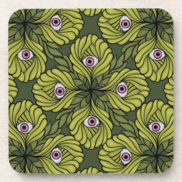 Posavasos Espinoso patrón de arte de fantasía verde de la pr