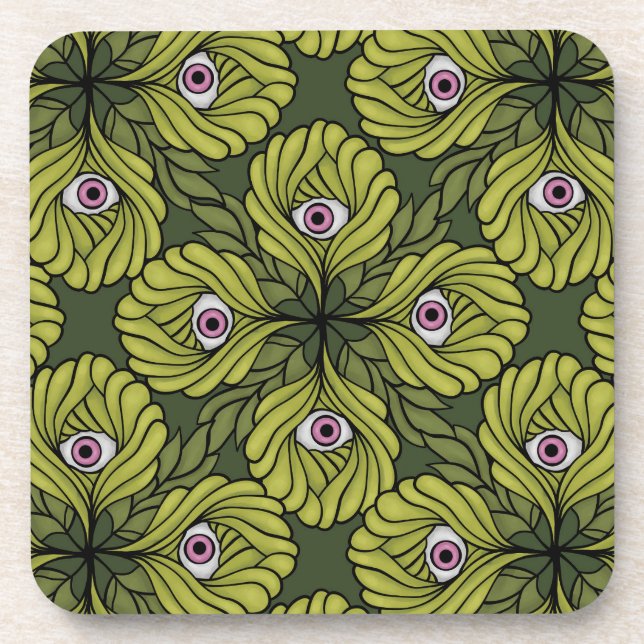 Posavasos Espinoso patrón de arte de fantasía verde de la pr (Frente)