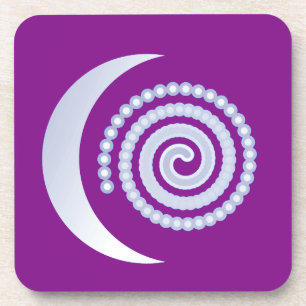 Posavasos Espiral de luna plateada sobre morado